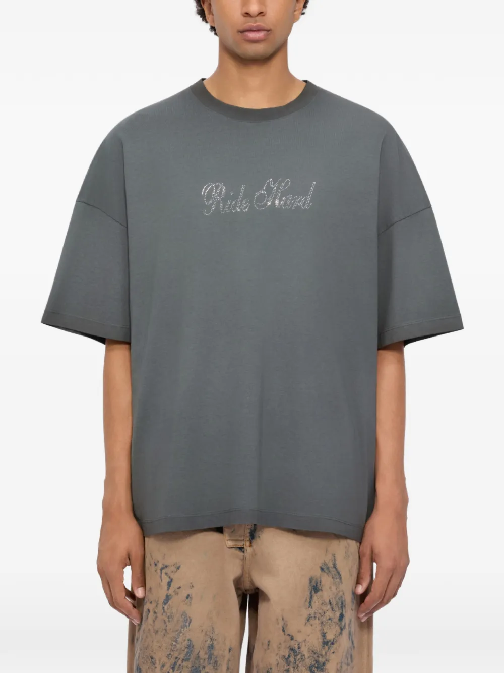  Msgm Rhinestone T-shirt - Grey 