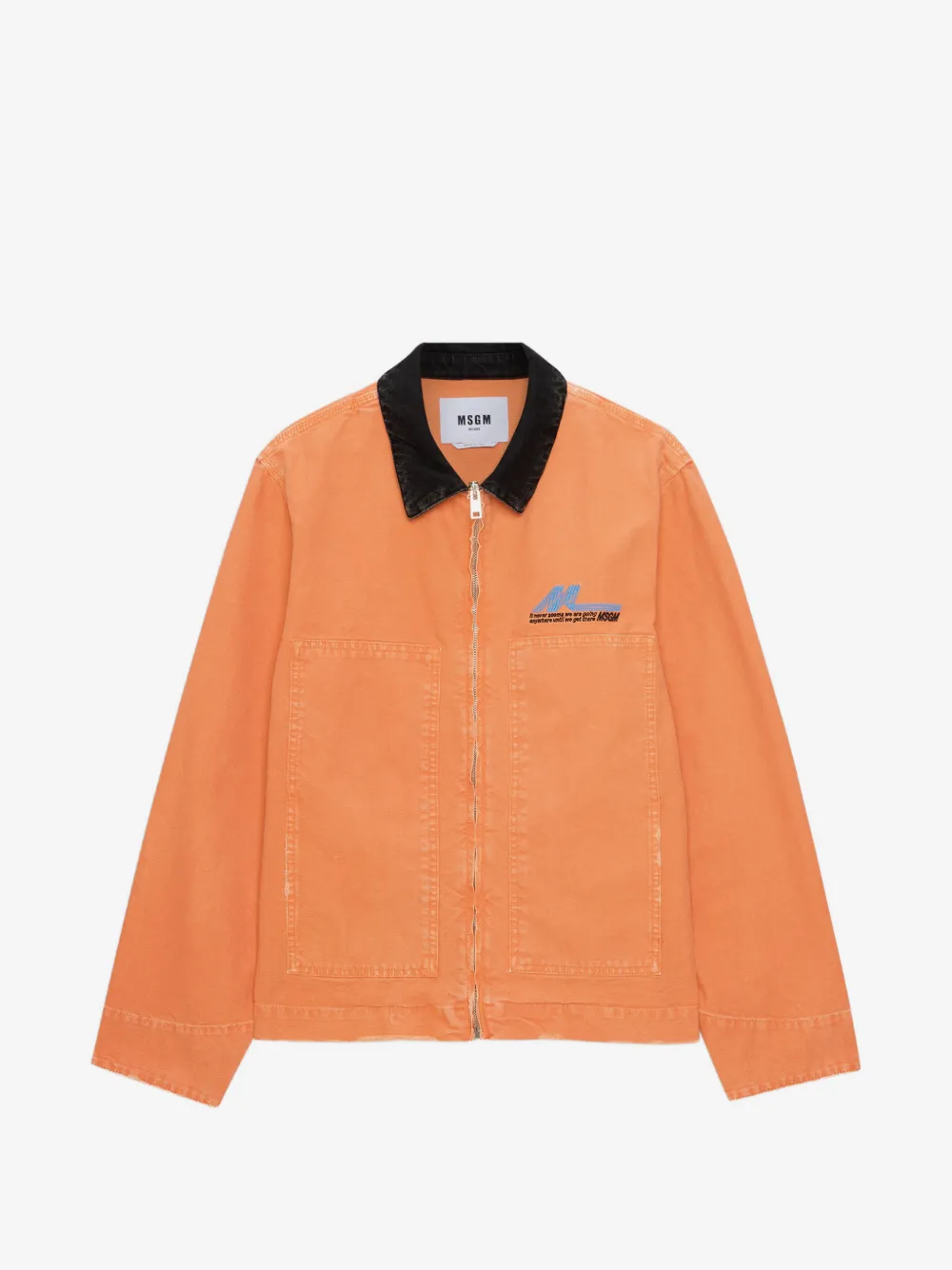 MSGM black-collar denim jacket | Orange | Image 1