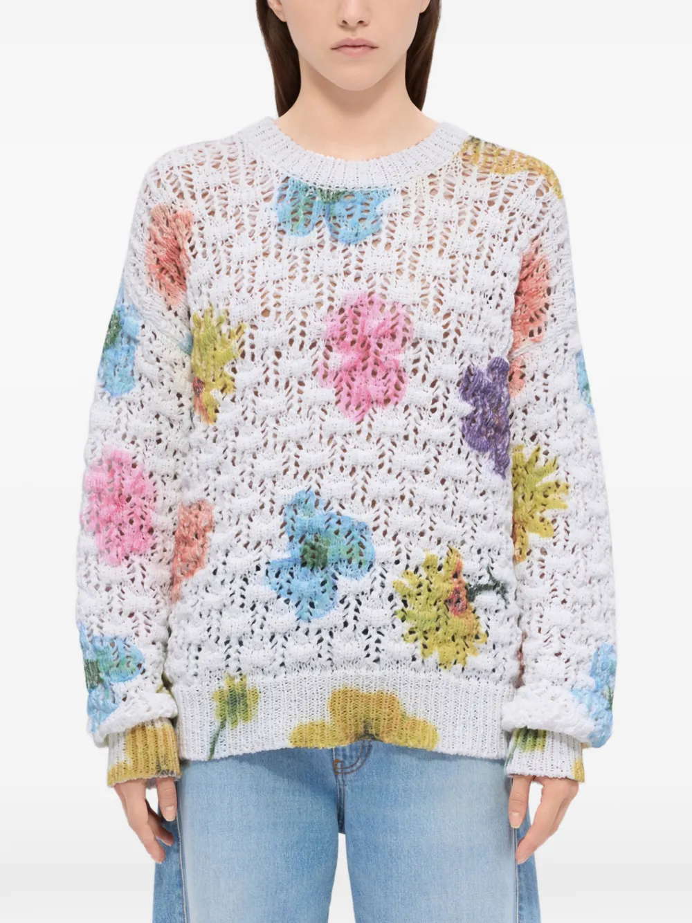  Msgm Pull à Fleurs - Blanc 
