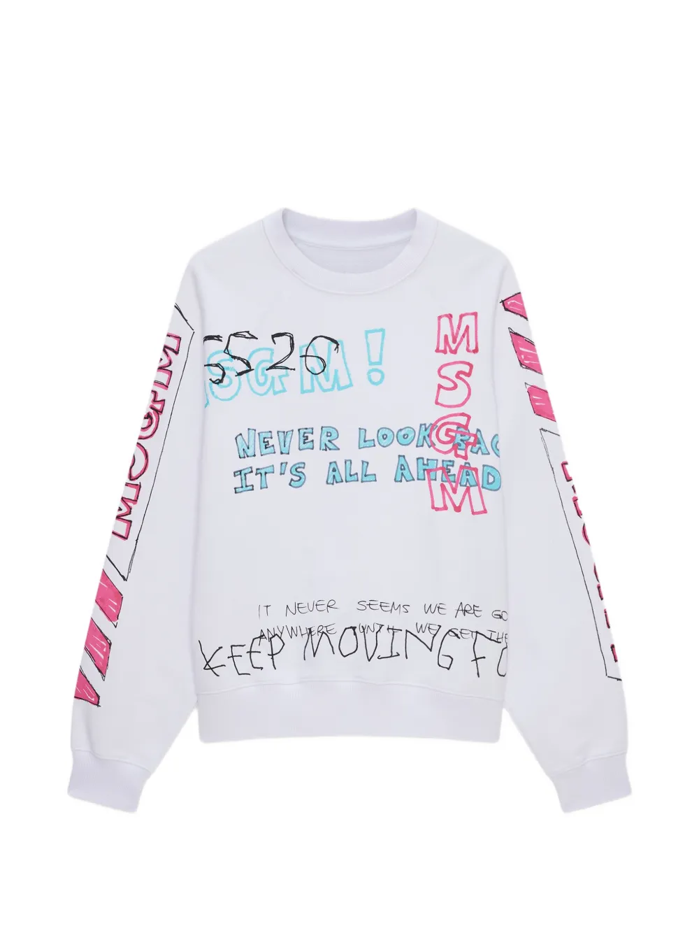 Msgm Print-detail Sweatshirt In White