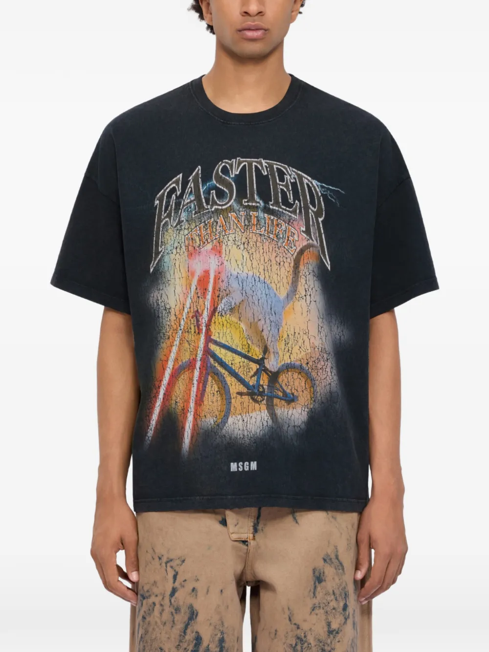  Msgm T-shirt Con Grafica - Nero 
