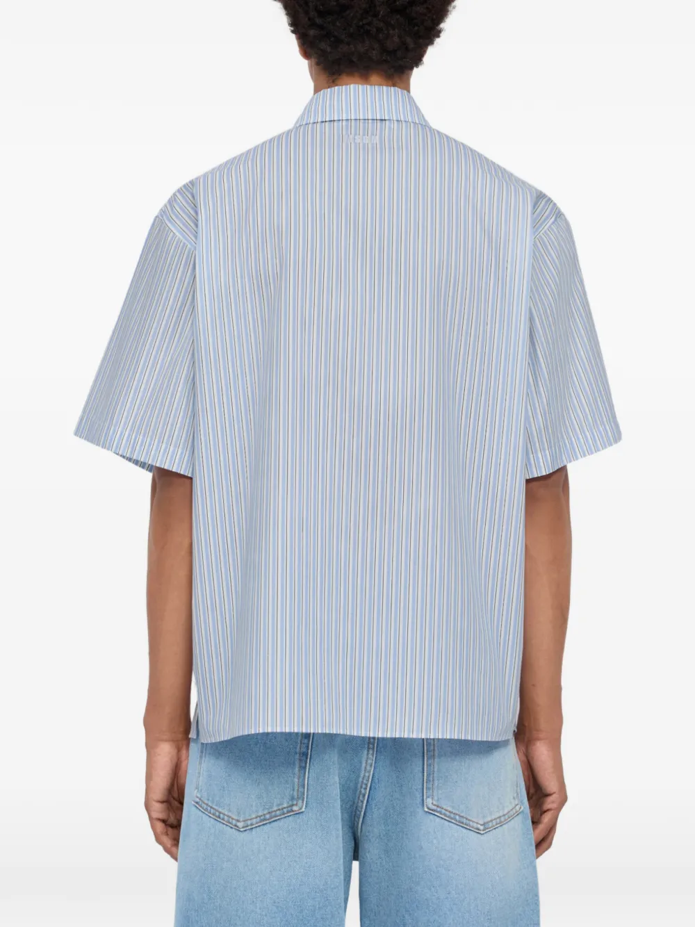 MSGM Gestreept T-shirt met grafisch print Blauw