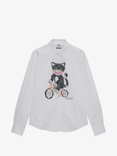 MSGM camisa con gato estampado