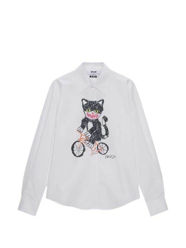 シャツ MSGM MSGM cat-print Shirt | White | FARFETCH
