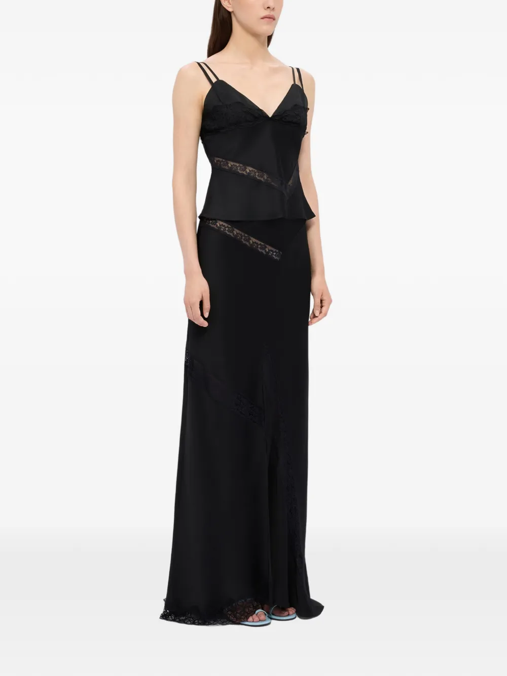  Msgm Lace Panel Maxi Skirt - Black 