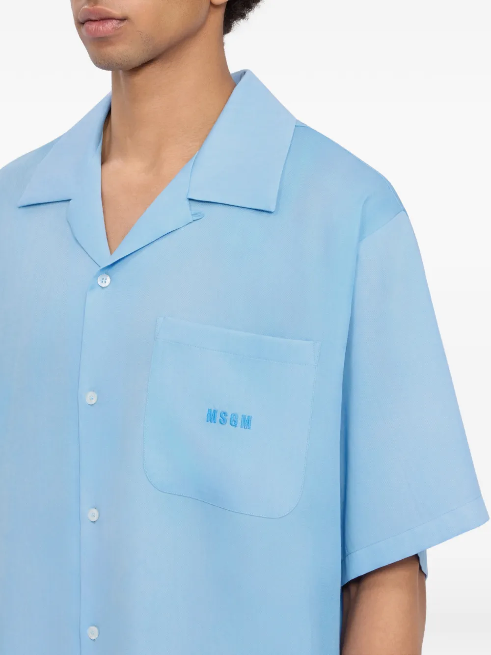 MSGM Overhemd met korte mouwen en zak Blauw