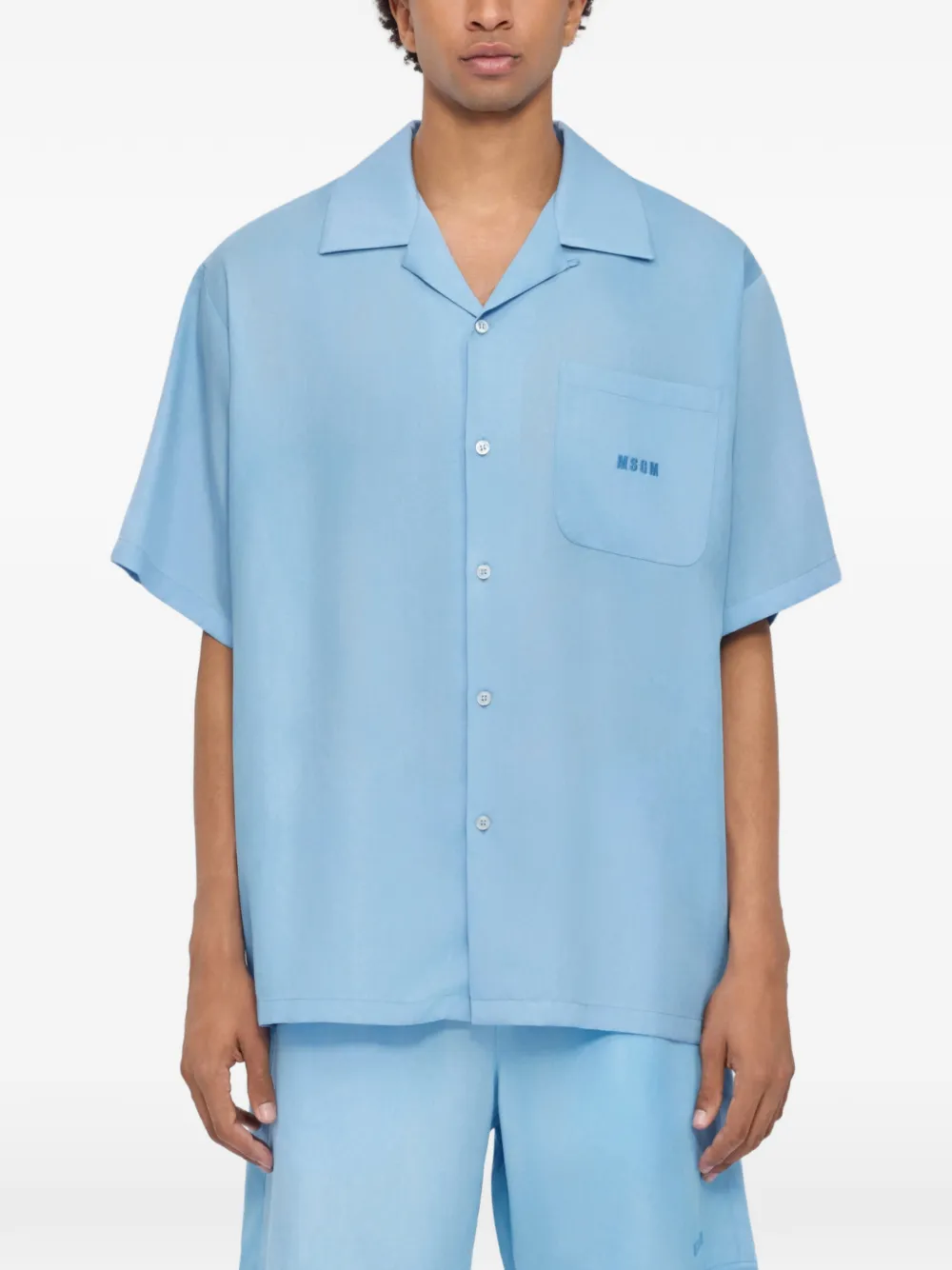 MSGM Overhemd met korte mouwen en zak Blauw