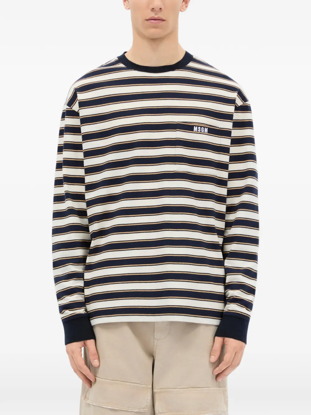 MSGM striped pocket T-shirt - Blu