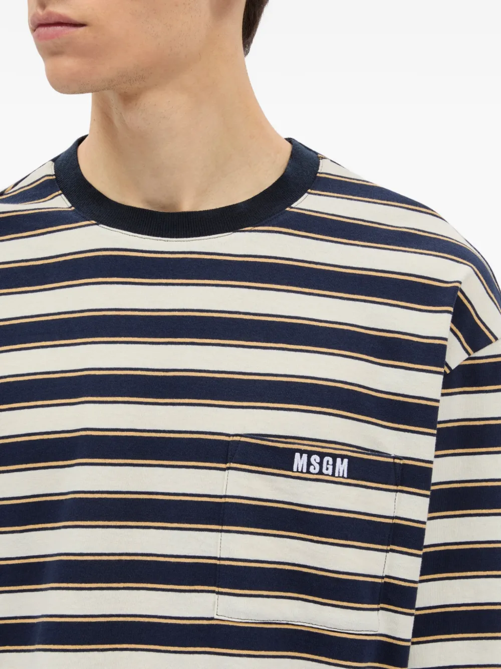MSGM T-shirt met gestreepte zak Blauw