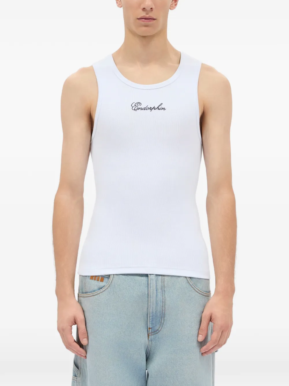 MSGM Geribbelde tanktop Wit