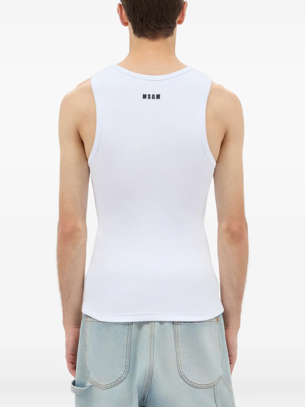 MSGM Geribbelde tanktop Wit