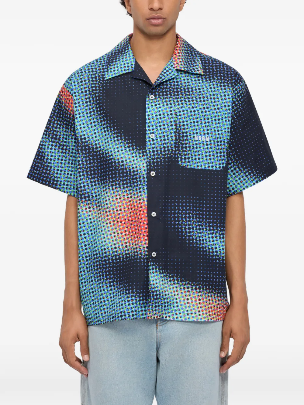  Msgm Point-effect Pocket Shirt - Blue 