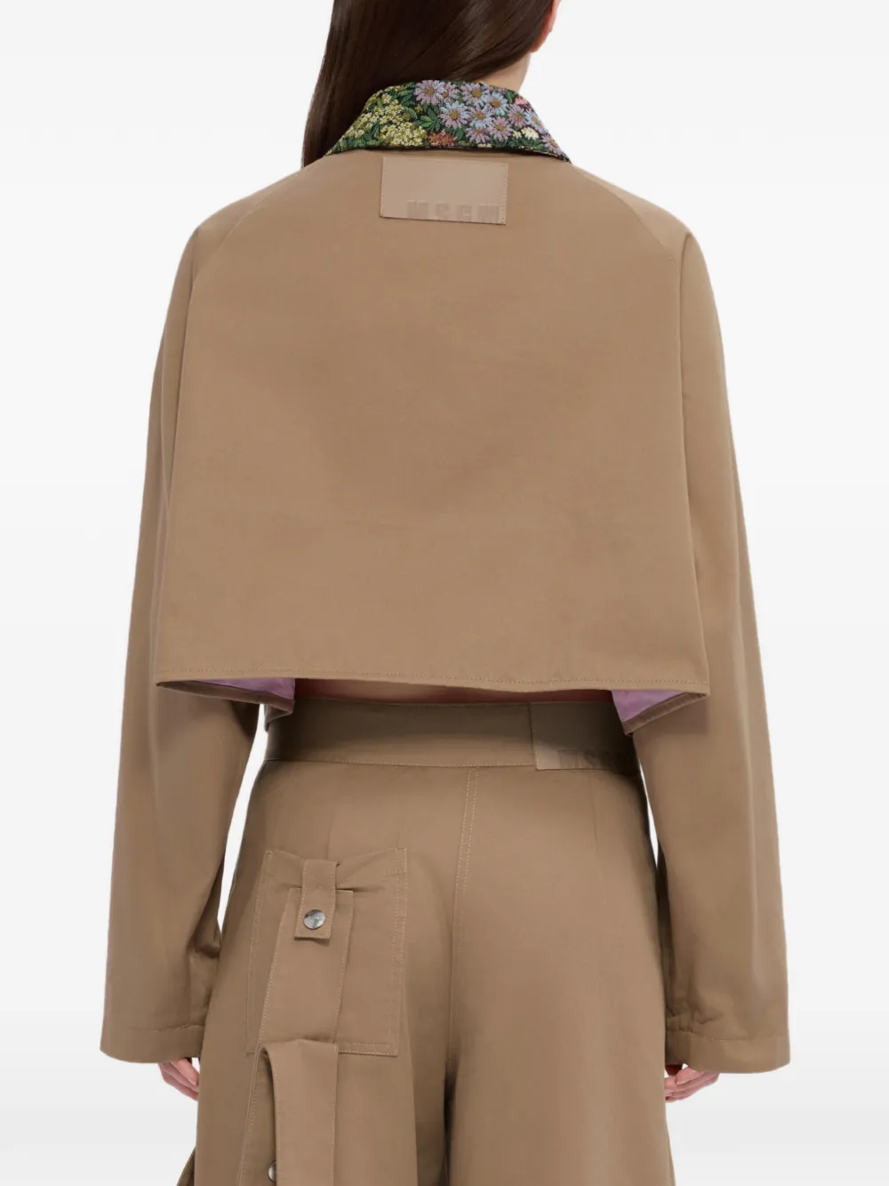 MSGM Cropped jack met bloemenkraag Beige