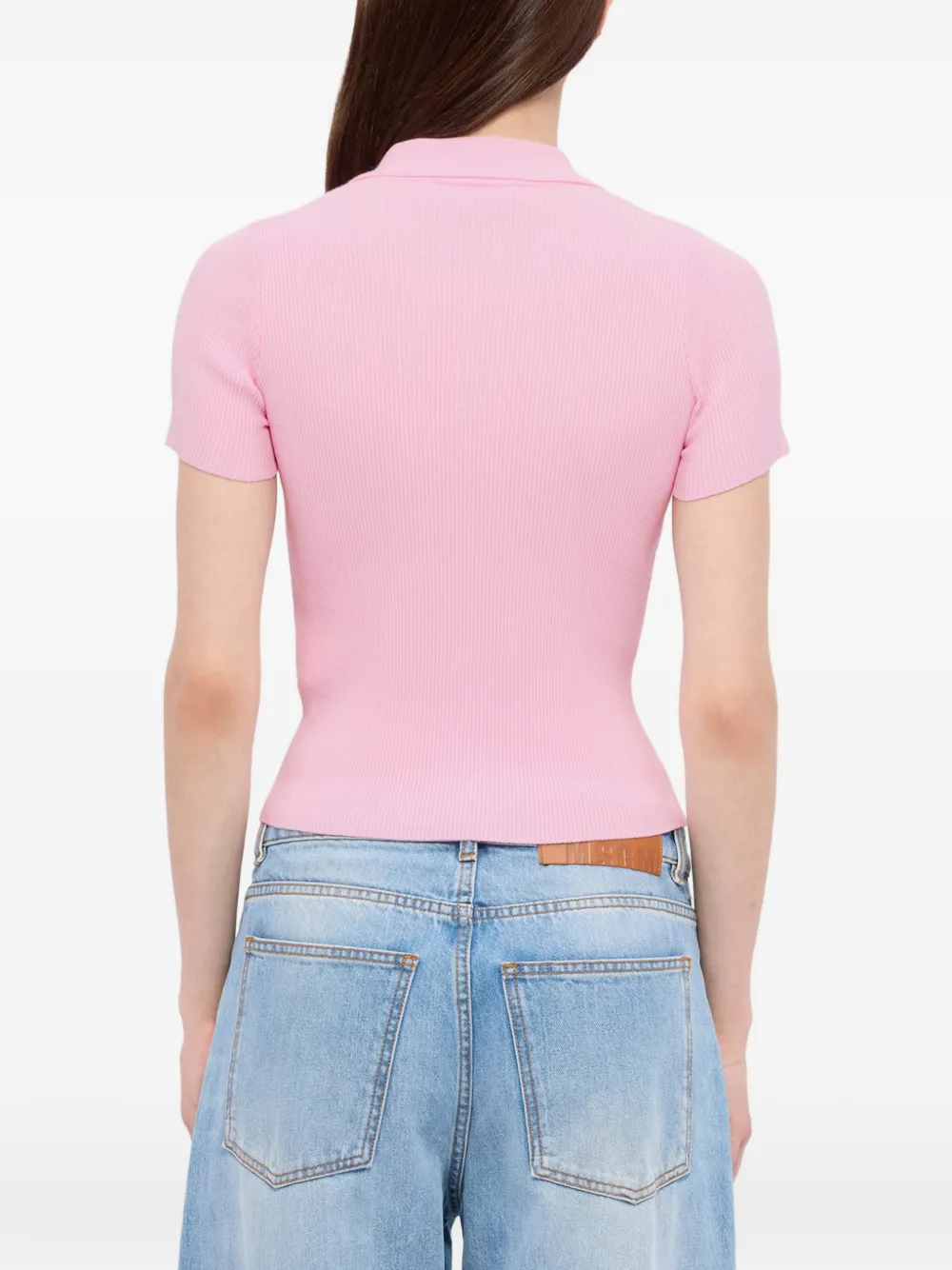 MSGM Ribgebreid poloshirt Roze