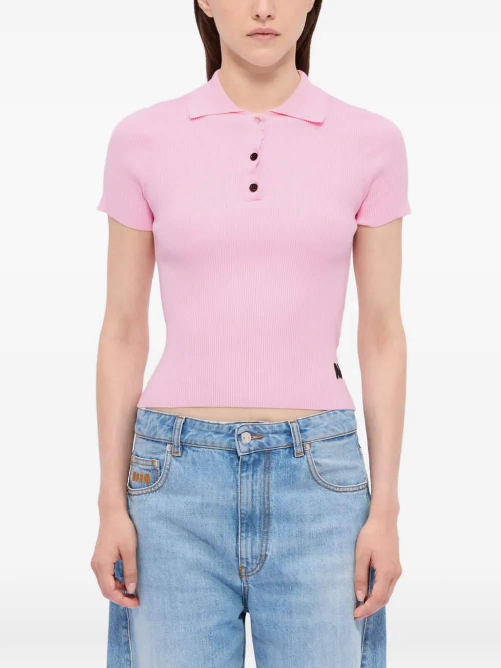 MSGM Ribgebreid poloshirt Roze