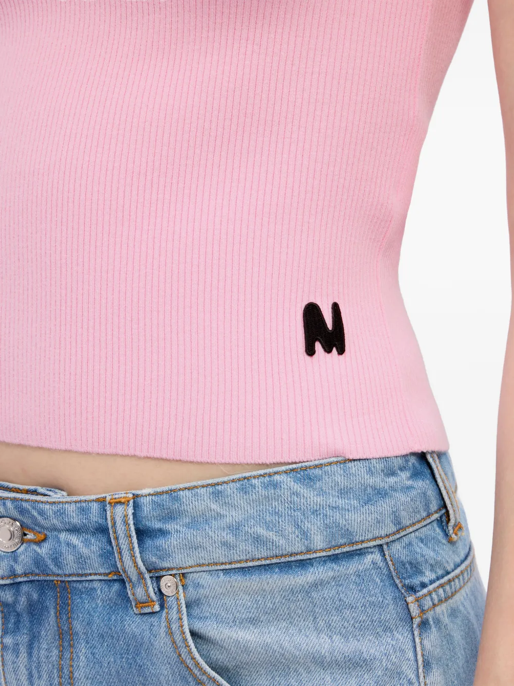 MSGM Ribgebreid poloshirt Roze