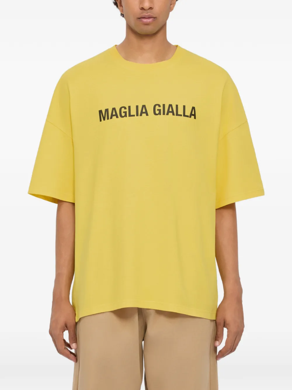  Msgm Letter-print T-shirt - Yellow 