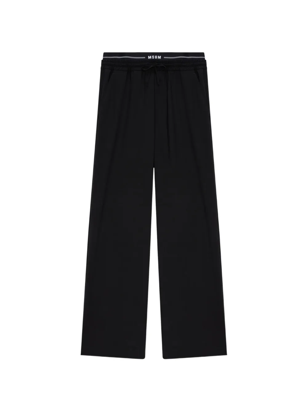 MSGM drawstring-fastening logo-waistband trousers - Nero