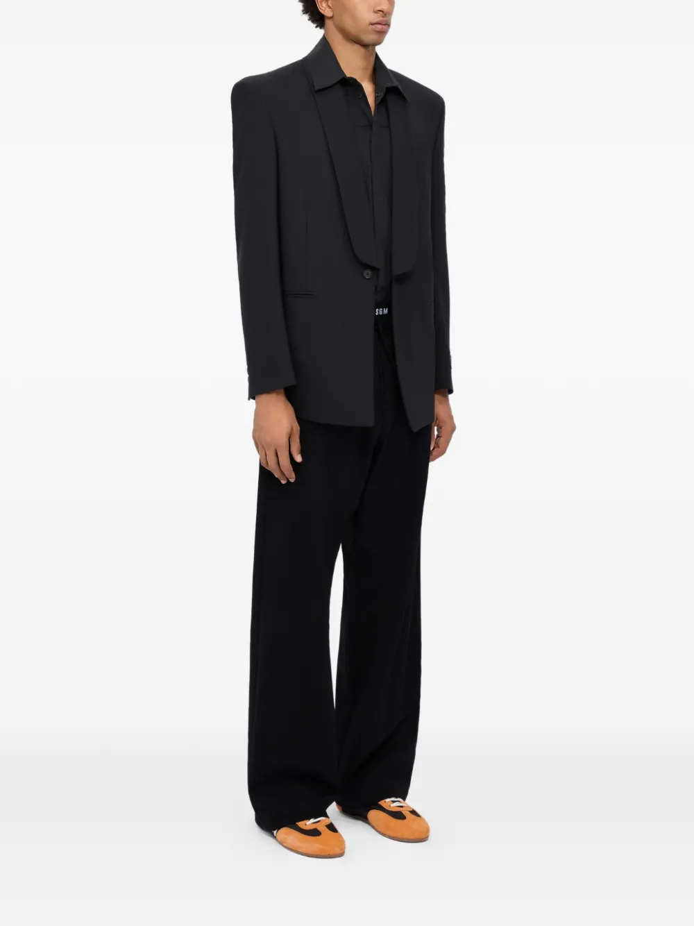  Msgm Drawstring-fastening Logo-waistband Trousers - Black 