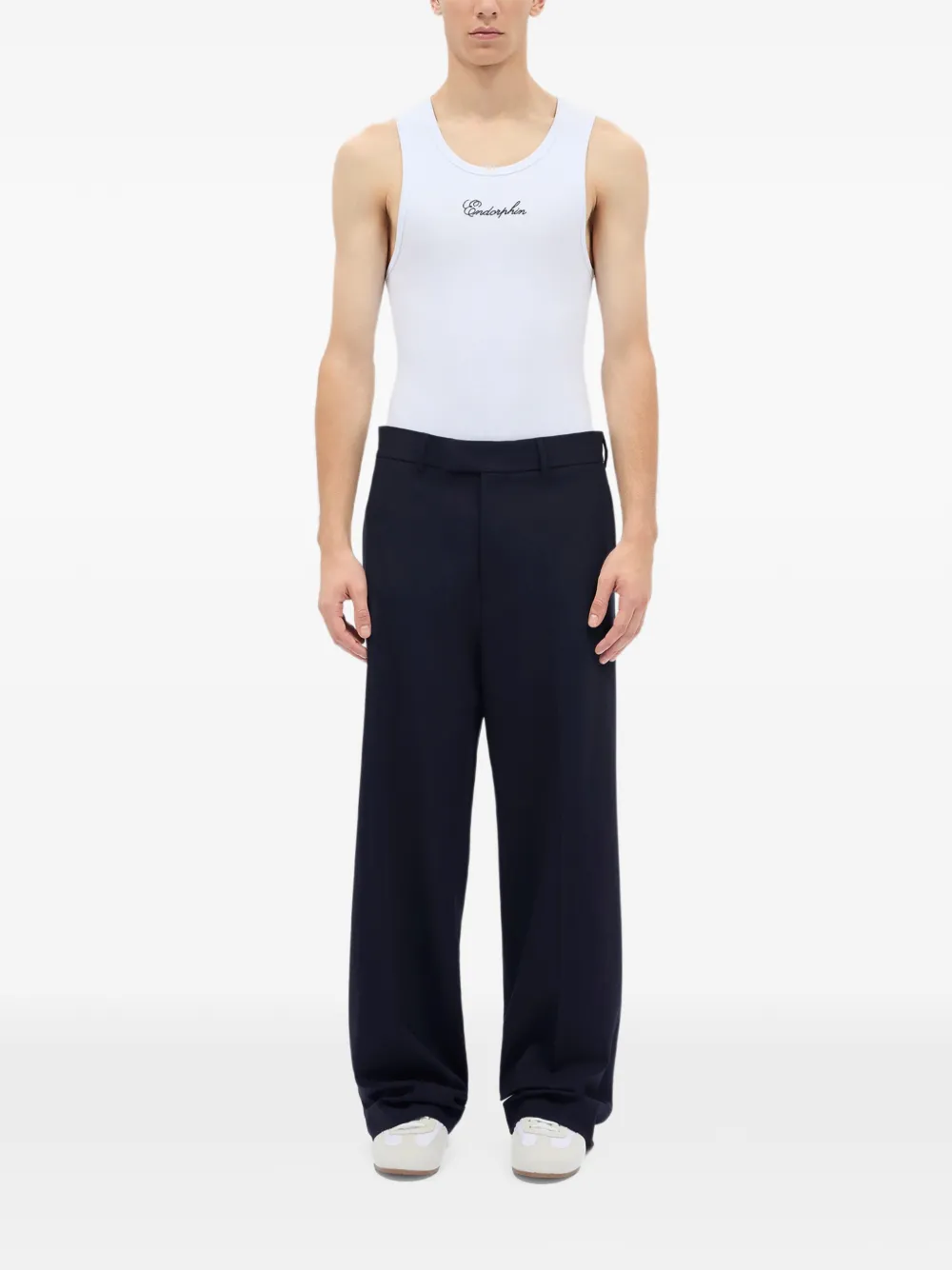  Msgm Belt-loop Wide-leg Trousers - Blue 