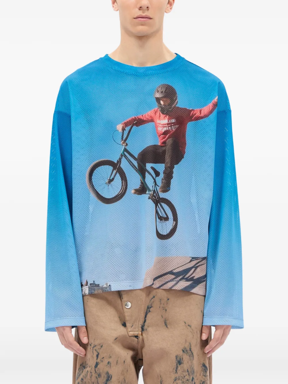  Msgm Long-sleeve Printed T-shirt - Blue 