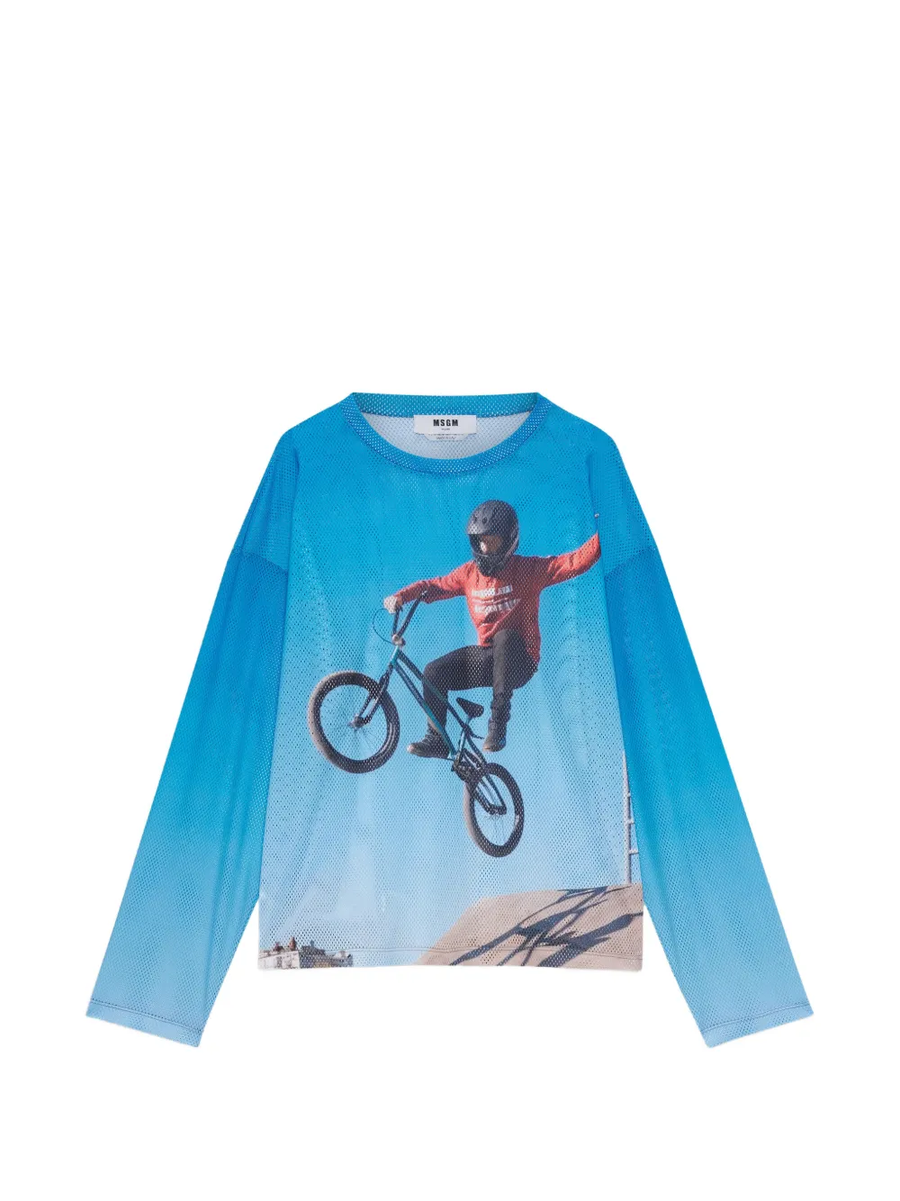 MSGM long-sleeve printed T-shirt - Blu