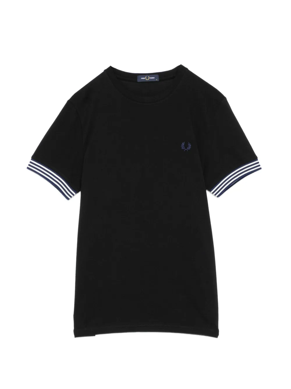 Fred Perry logo-embroidered striped cuffs T-shirt – Black