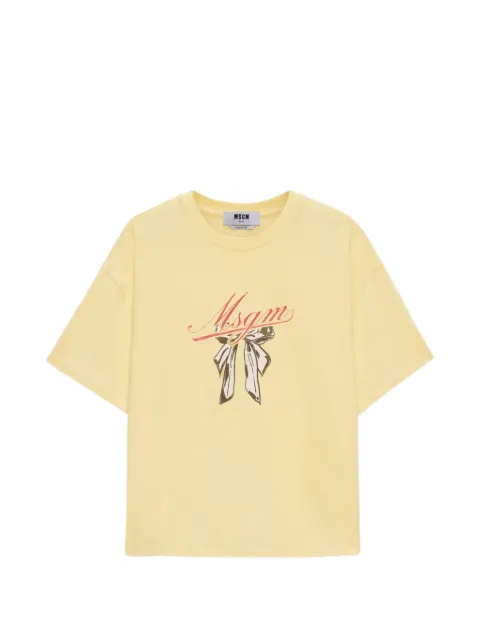 MSGM bow-graphic shirt-sleeve T-shirt