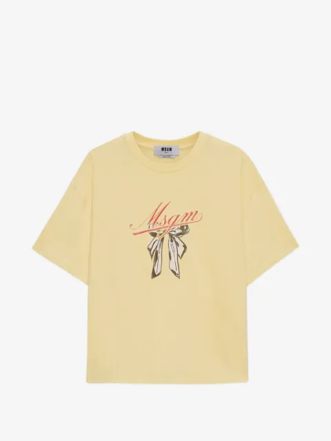 MSGM bow-graphic shirt-sleeve T-shirt
