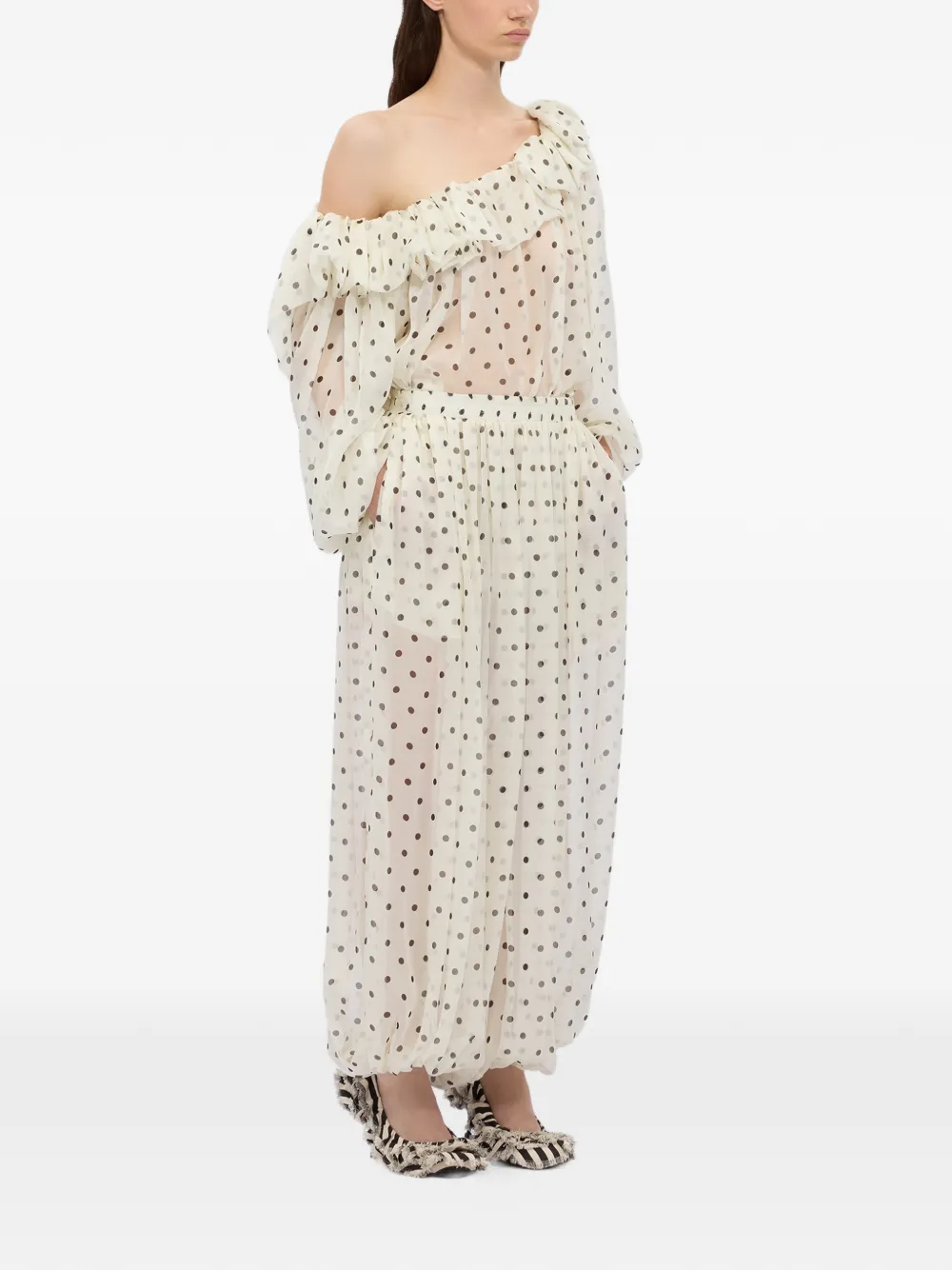 MSGM Broek met stippen Beige