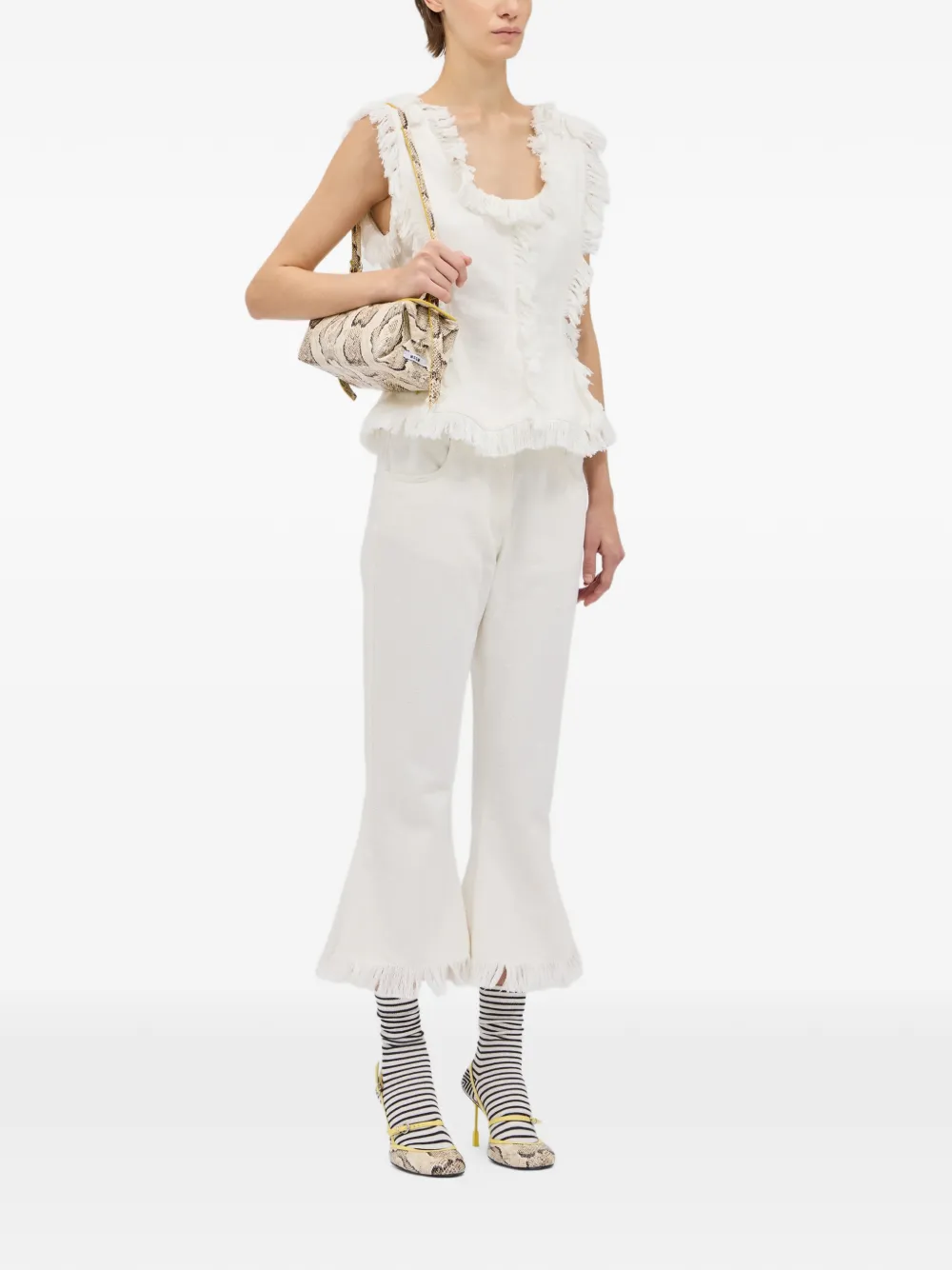 MSGM Broek met franje detail Wit