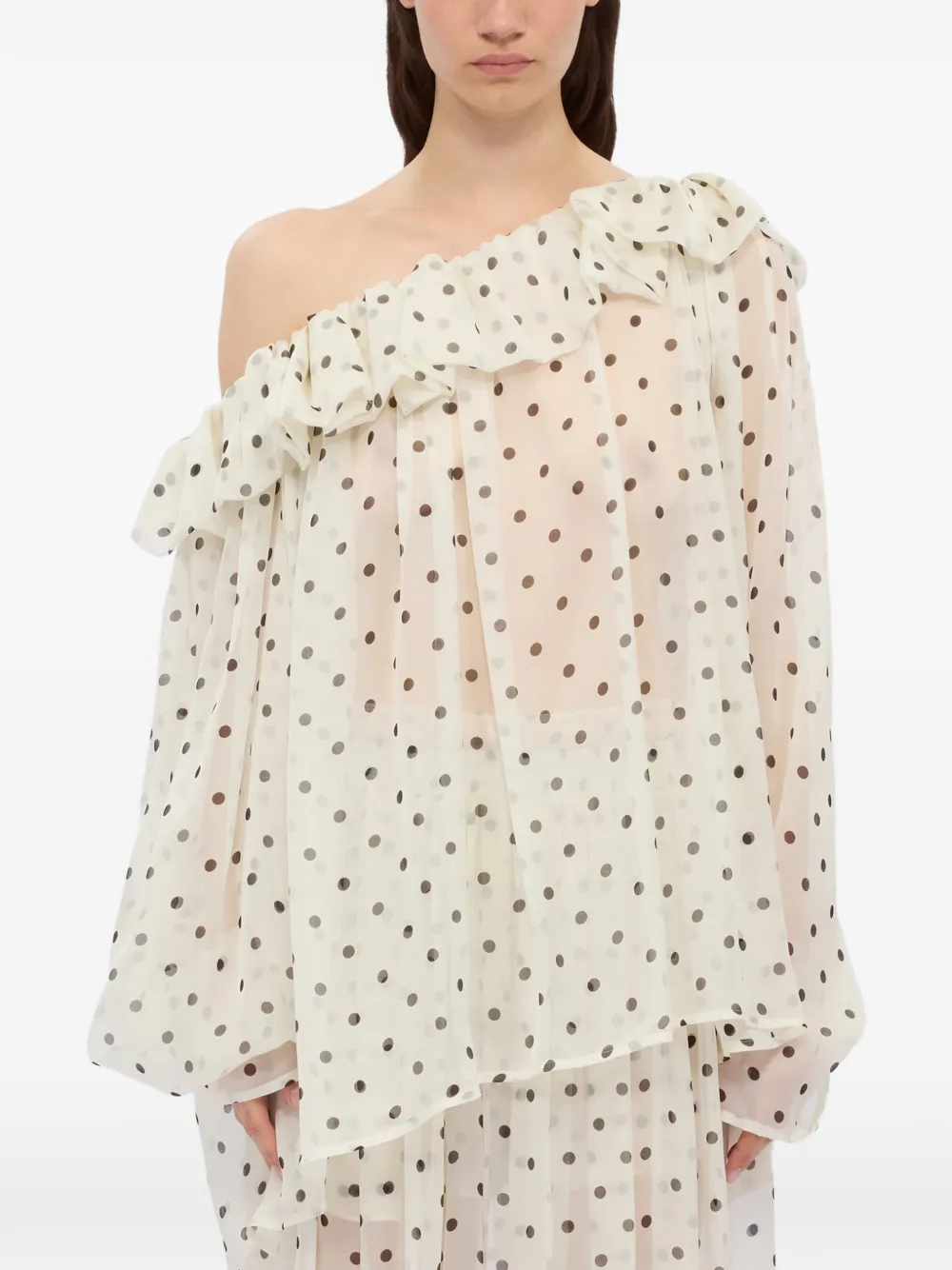  Msgm Ruffled-detail Blouse - Neutrals 