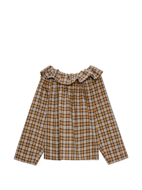MSGM ruffled-detail plaid-pattern blouse