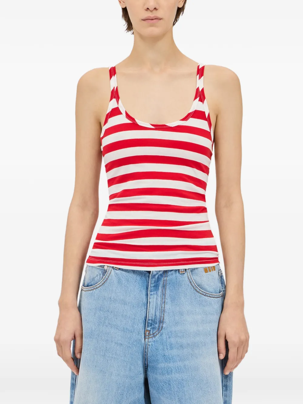 MSGM Gestreepte tanktop Rood