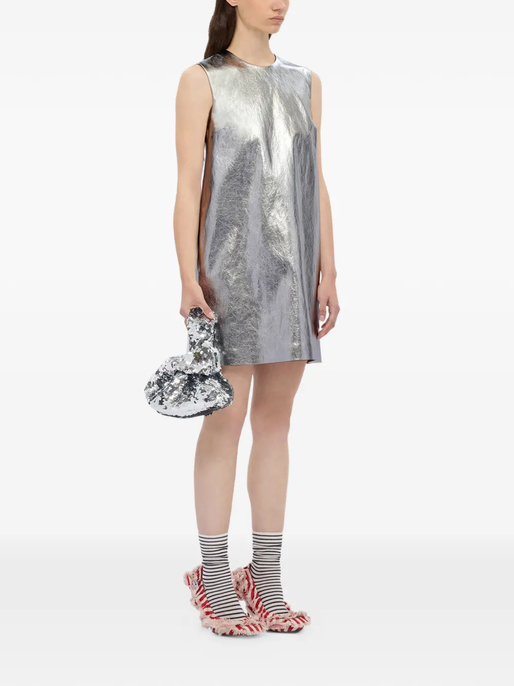  Msgm Crew-neck Sleeveless Mini Dress - Silver 