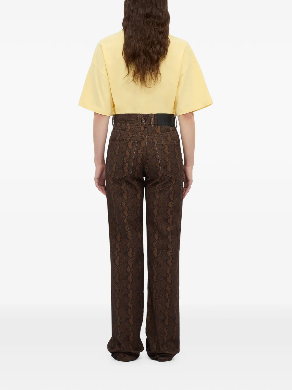 MSGM Jeans met wijde pijpen en print Bruin
