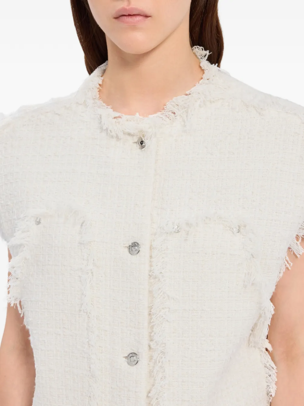 MSGM Top met knopen en franje Beige