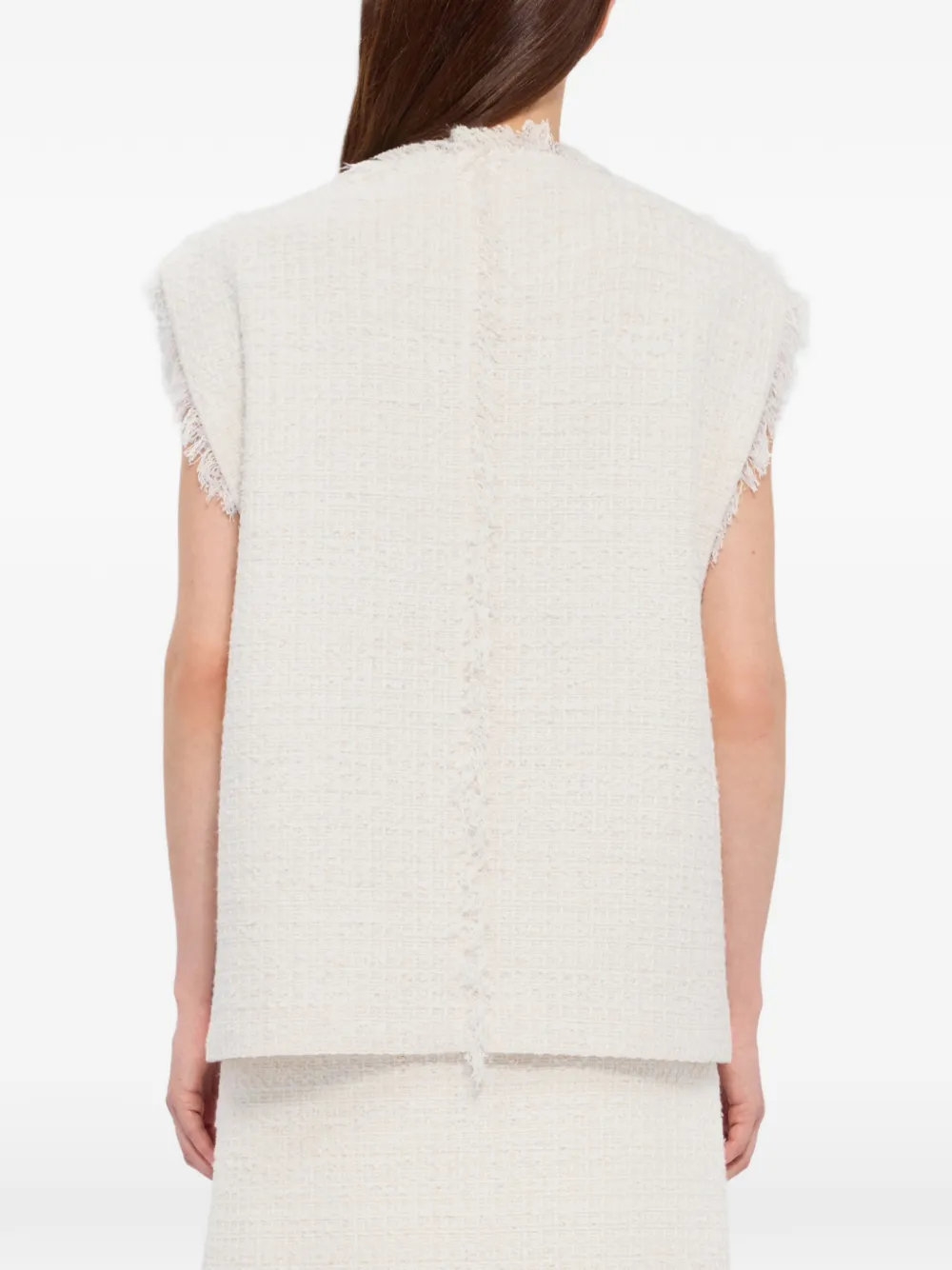 MSGM Top met knopen en franje Beige