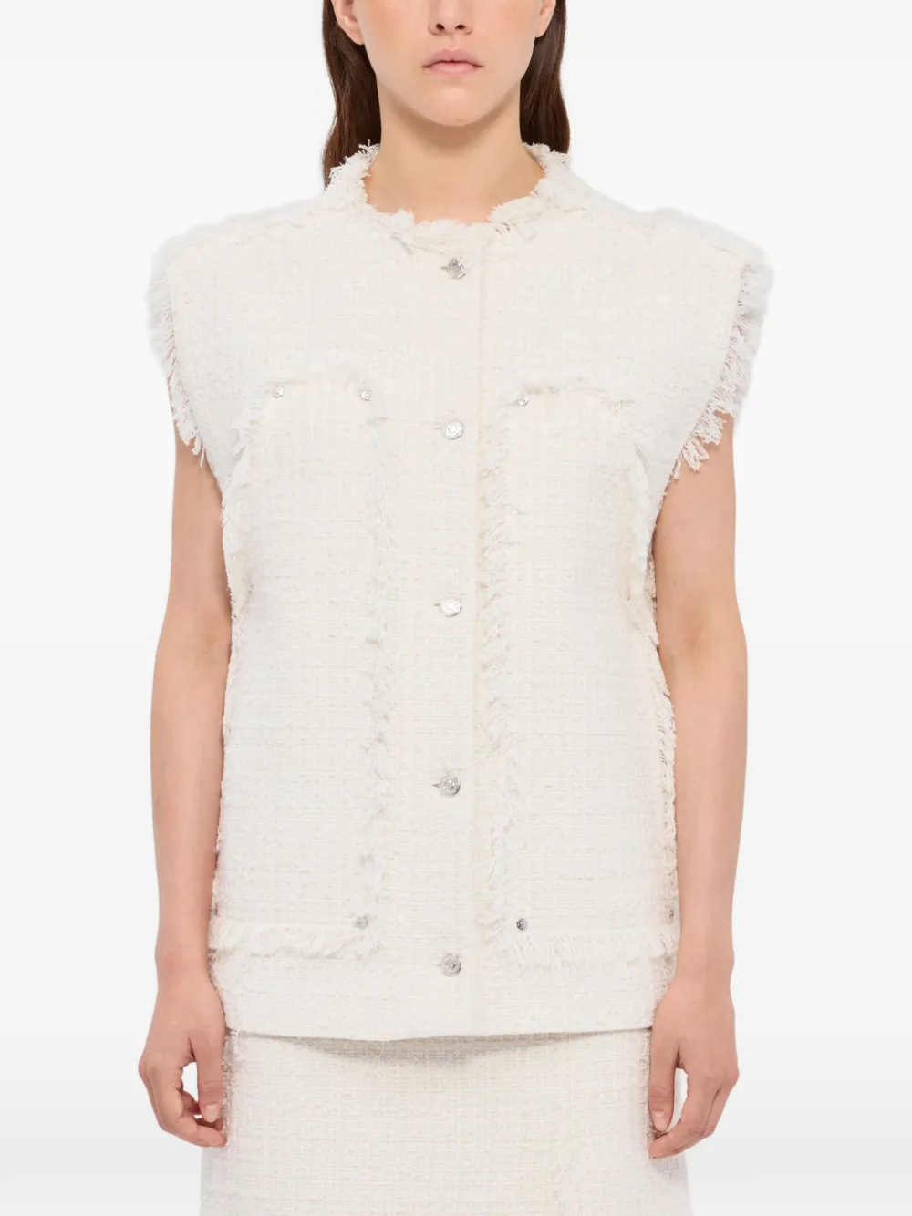 MSGM Top met knopen en franje Beige
