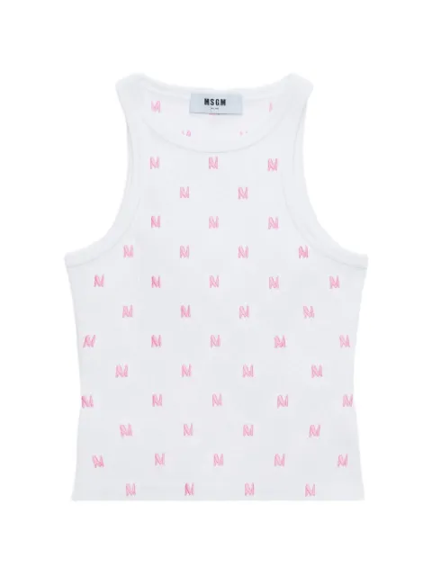 MSGM monogram ribbed tank top