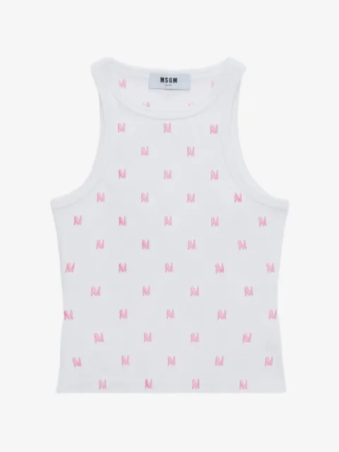 MSGM monogram ribbed tank top