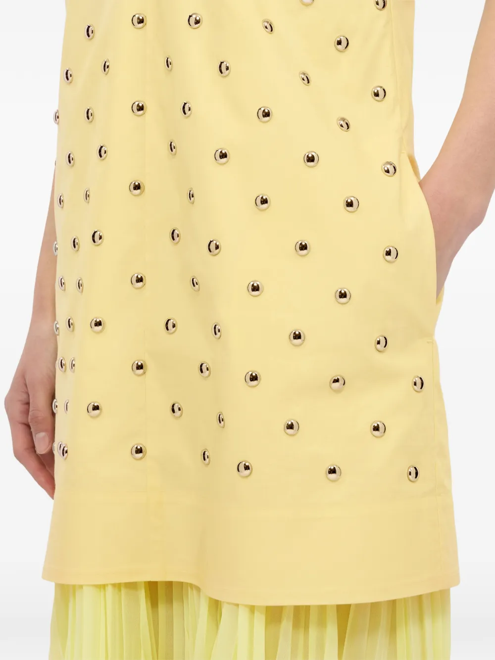MSGM Geplooide maxi-jurk met studs Geel