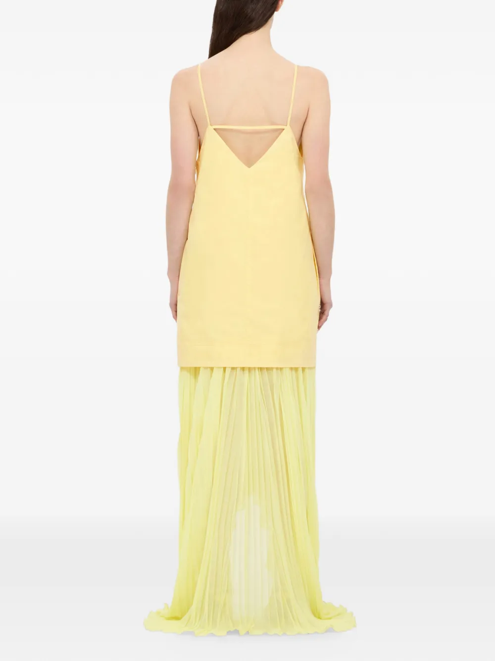 MSGM Geplooide maxi-jurk met studs Geel
