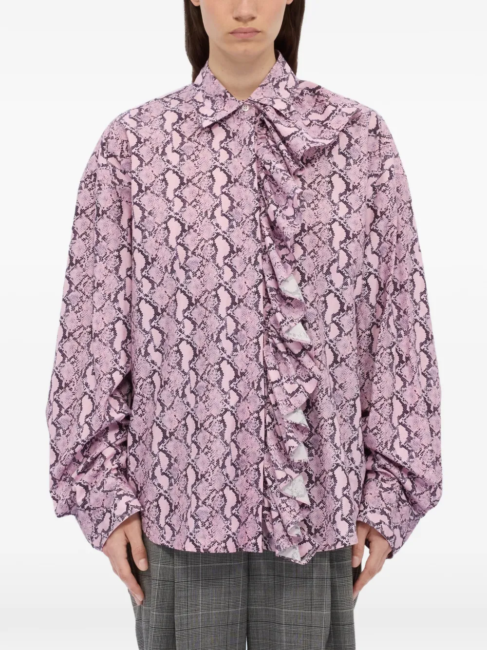 Ruffled Snake Print Shirt