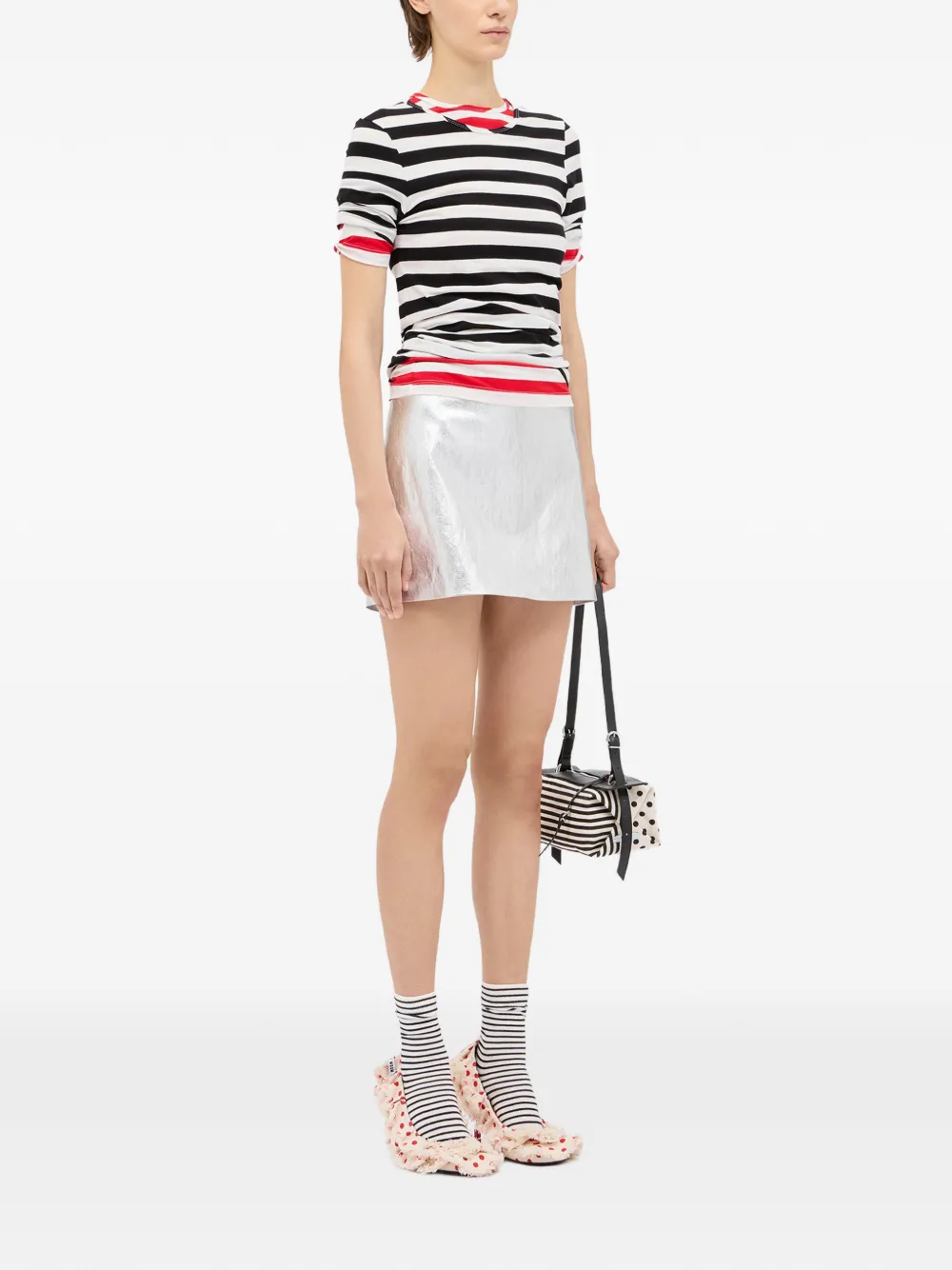  Msgm Striped Mini Skirt - Silver 