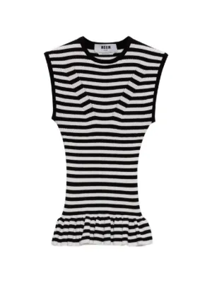 Open YY Striped Convertible Hook Top | Black | FARFETCH NO