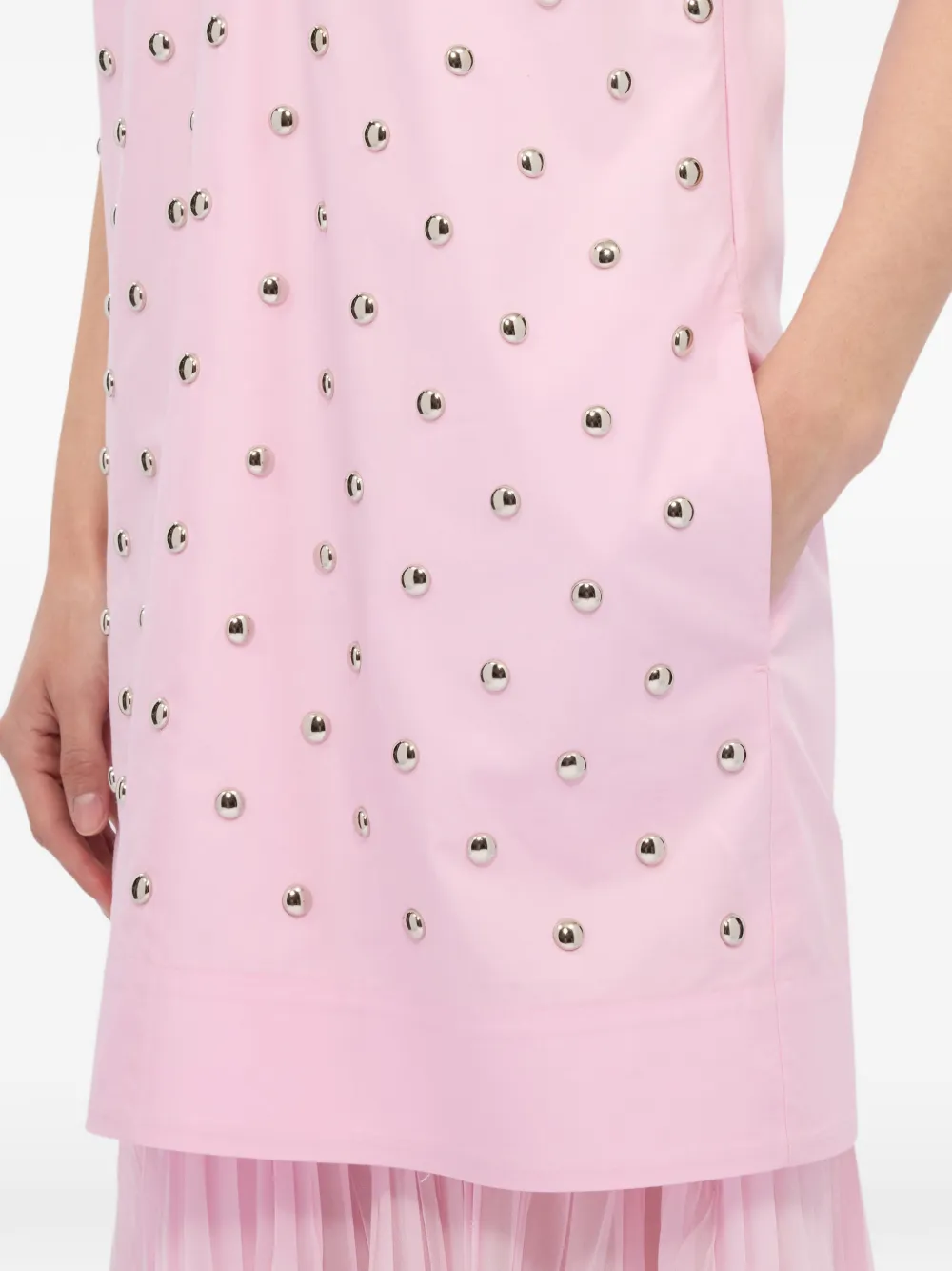 MSGM Asymmetrische geplooide jurk met studs Roze