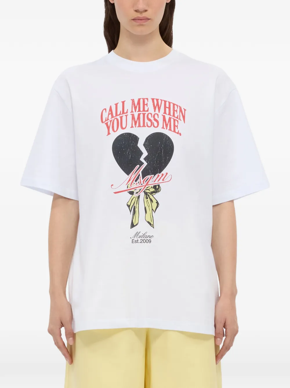 MSGM Broken T-shirt met grafische hartprint Wit