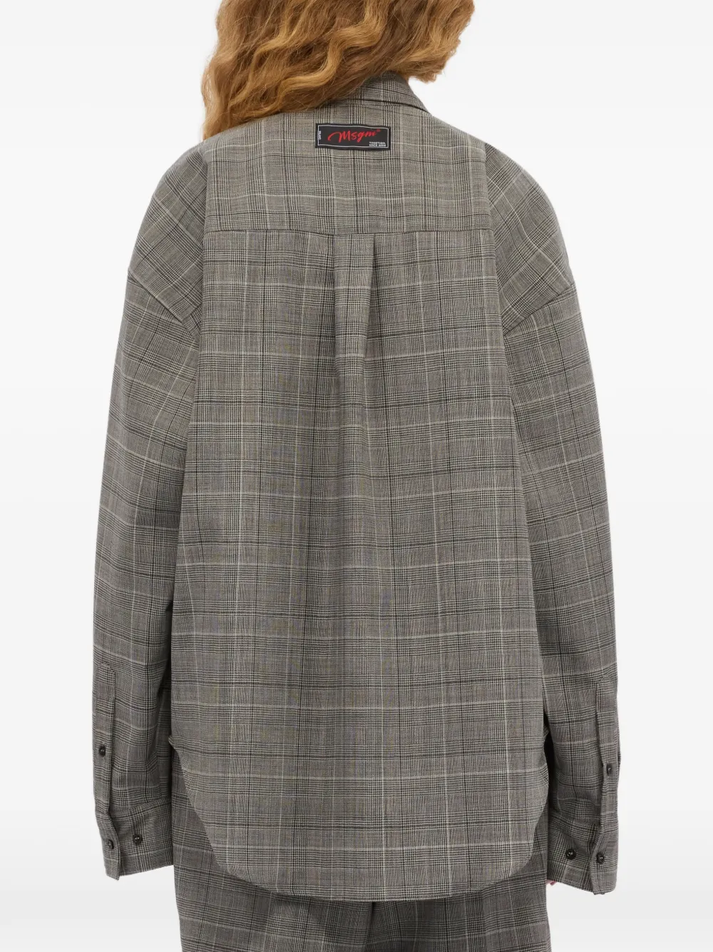 MSGM Geruite blouse met ruches Grijs