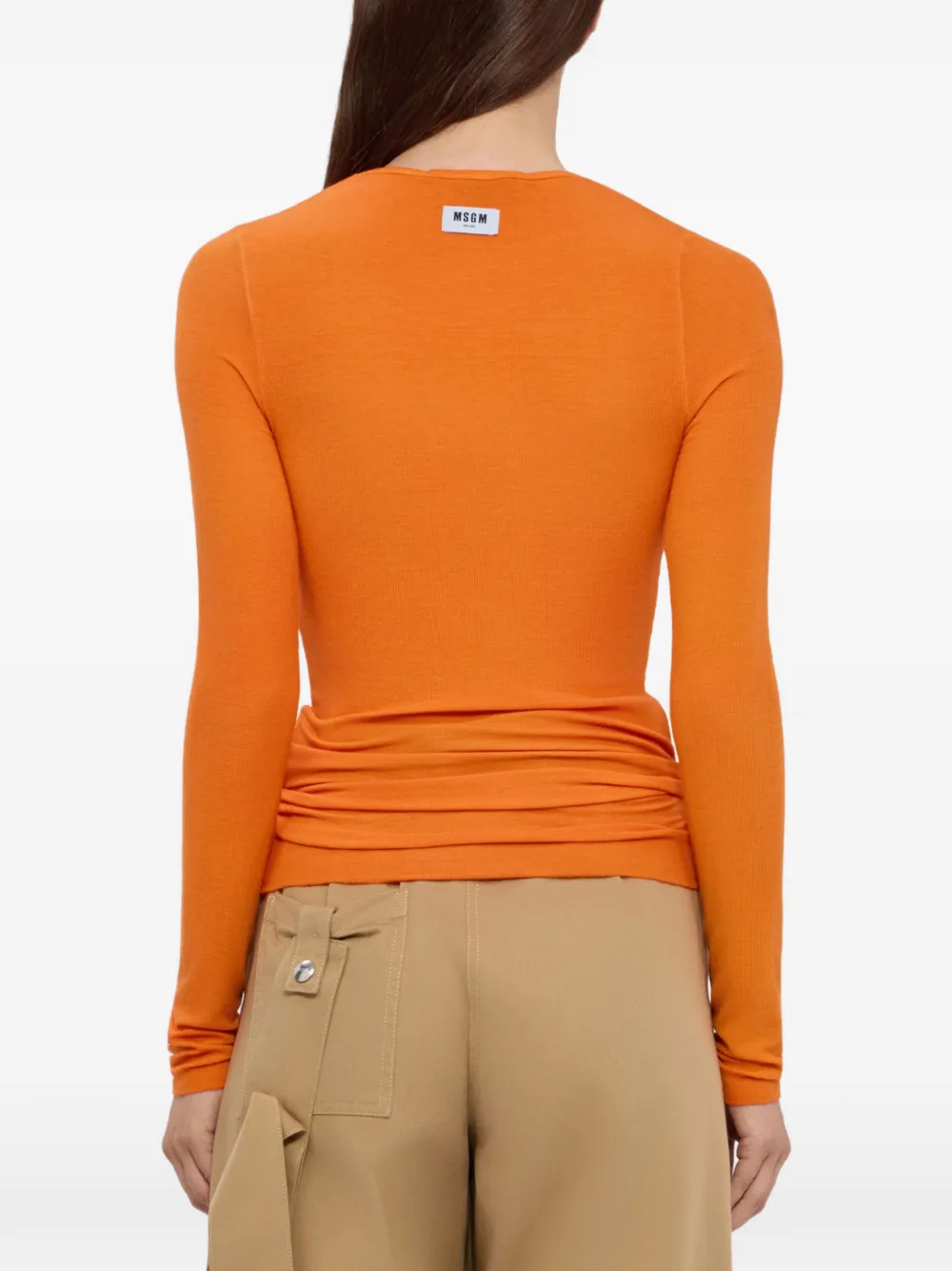 MSGM Top met ronde hals en lange mouwen Oranje